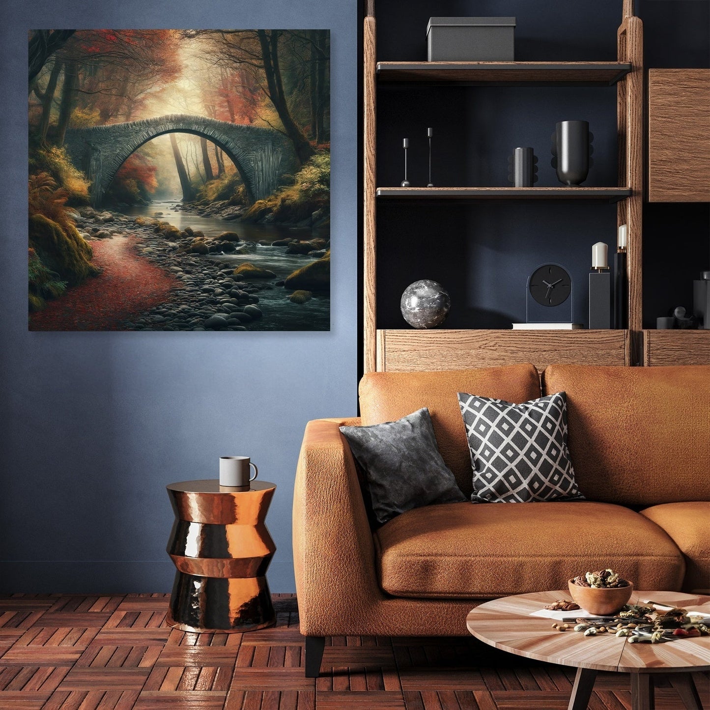 Autumn Bridge Solitude Canvas