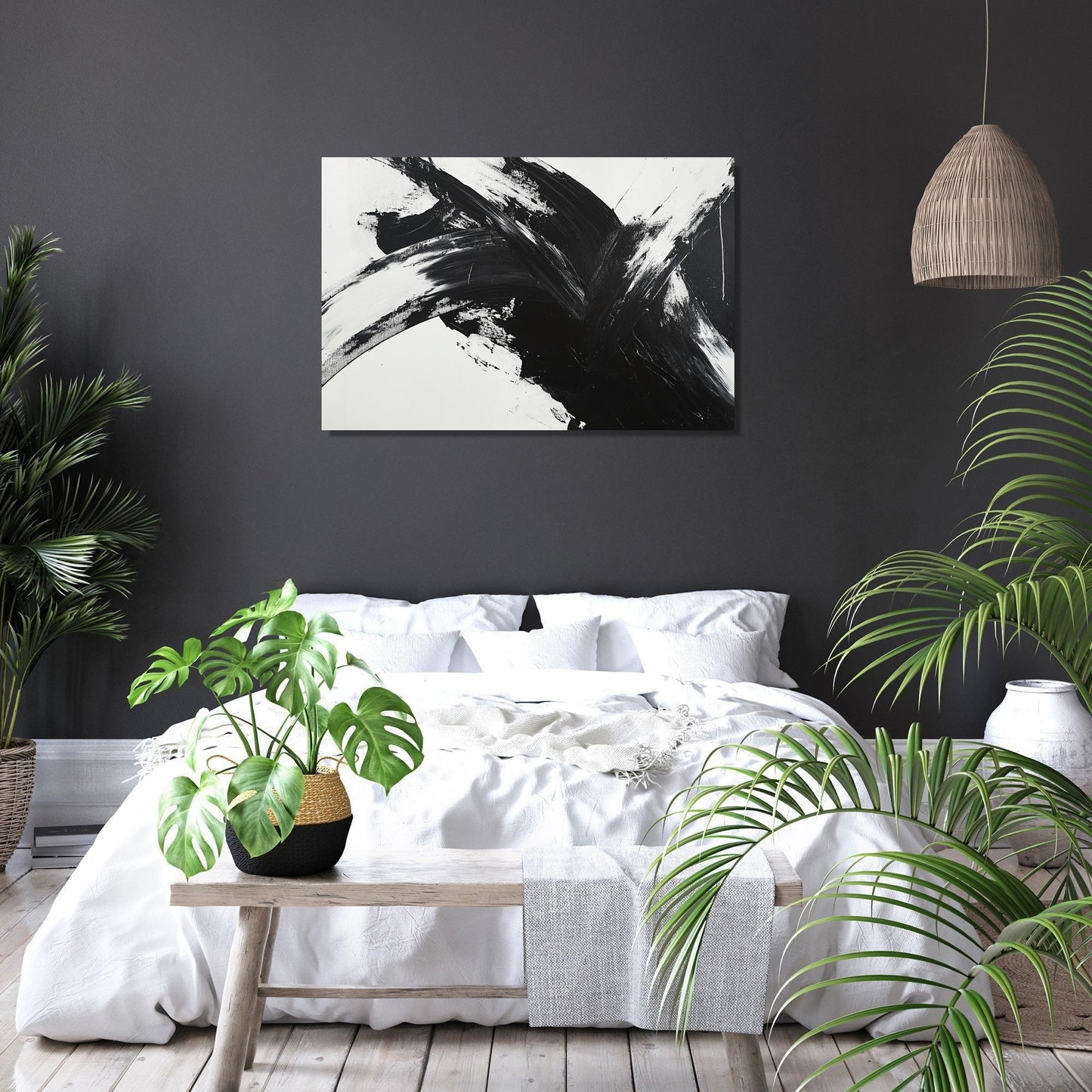 Monochrome Whirlwind Canvas
