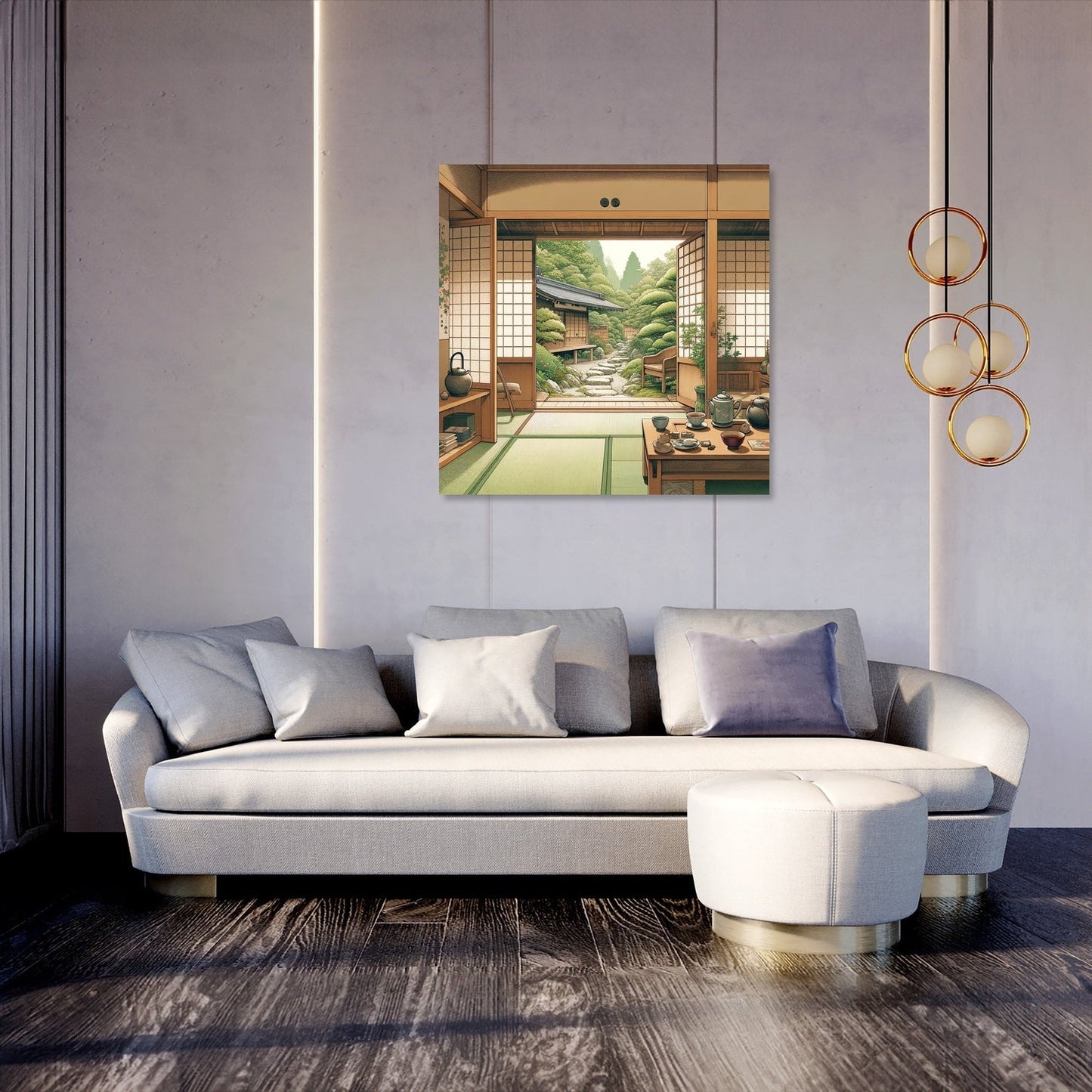 Serene Tea House Canvas