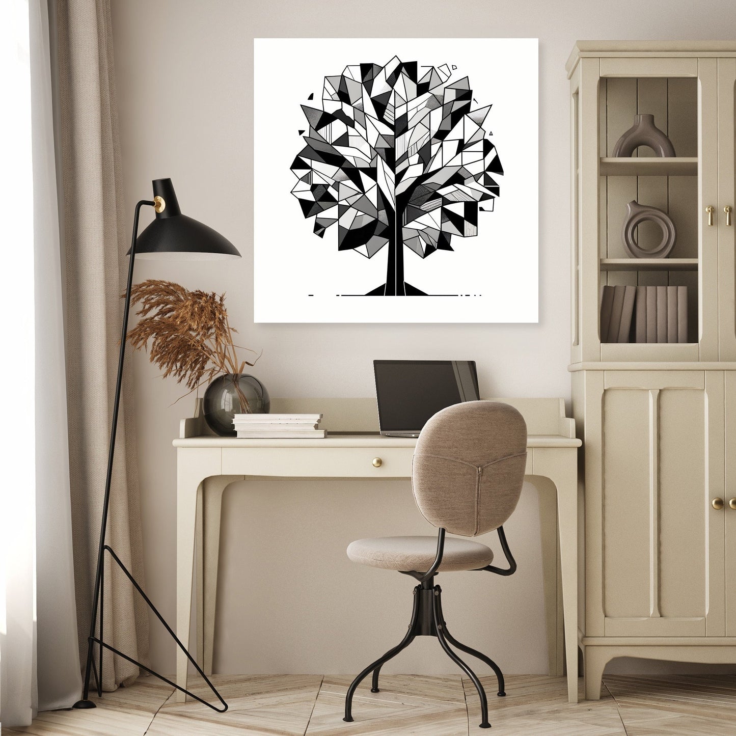 Cubist Tree Silhouette Canvas