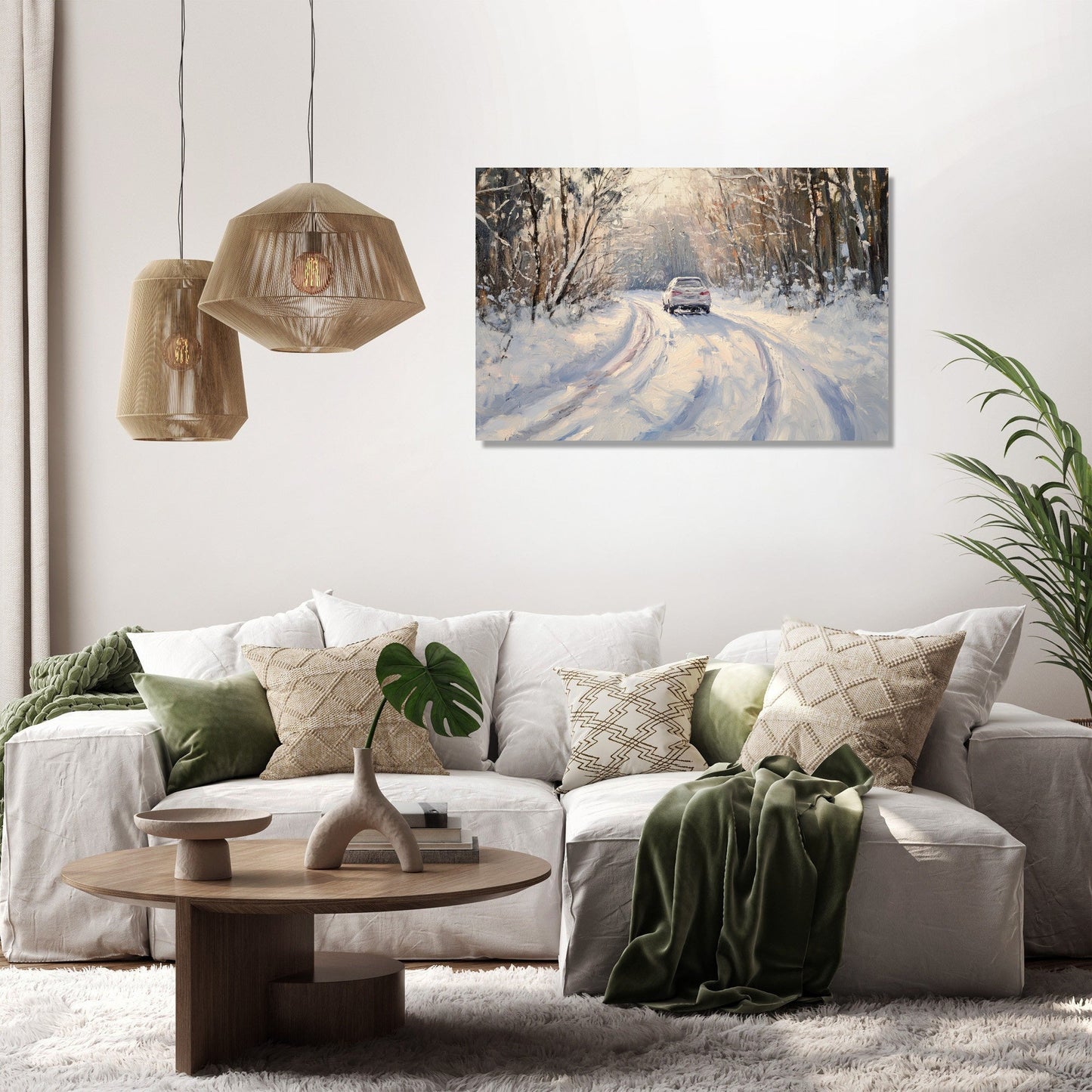Snowy Car on Winter Canvas