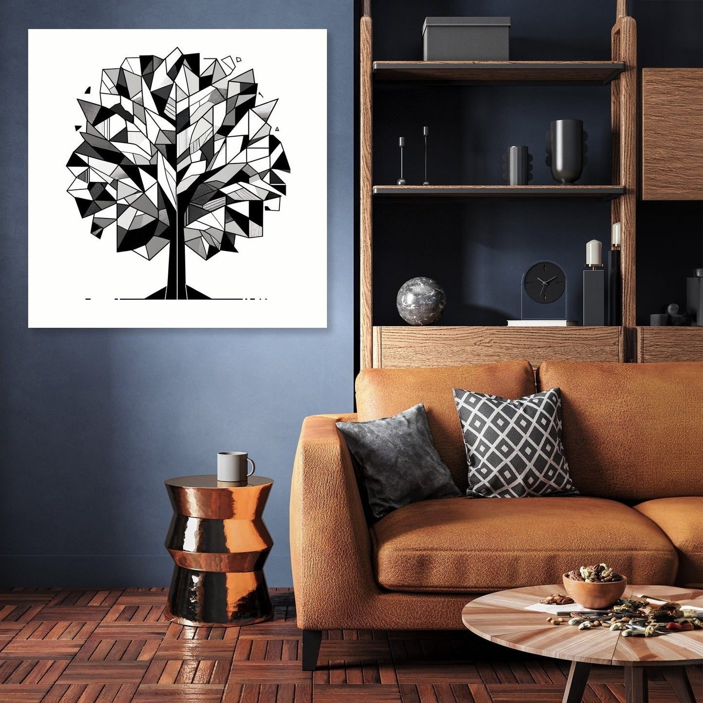Cubist Tree Silhouette Canvas