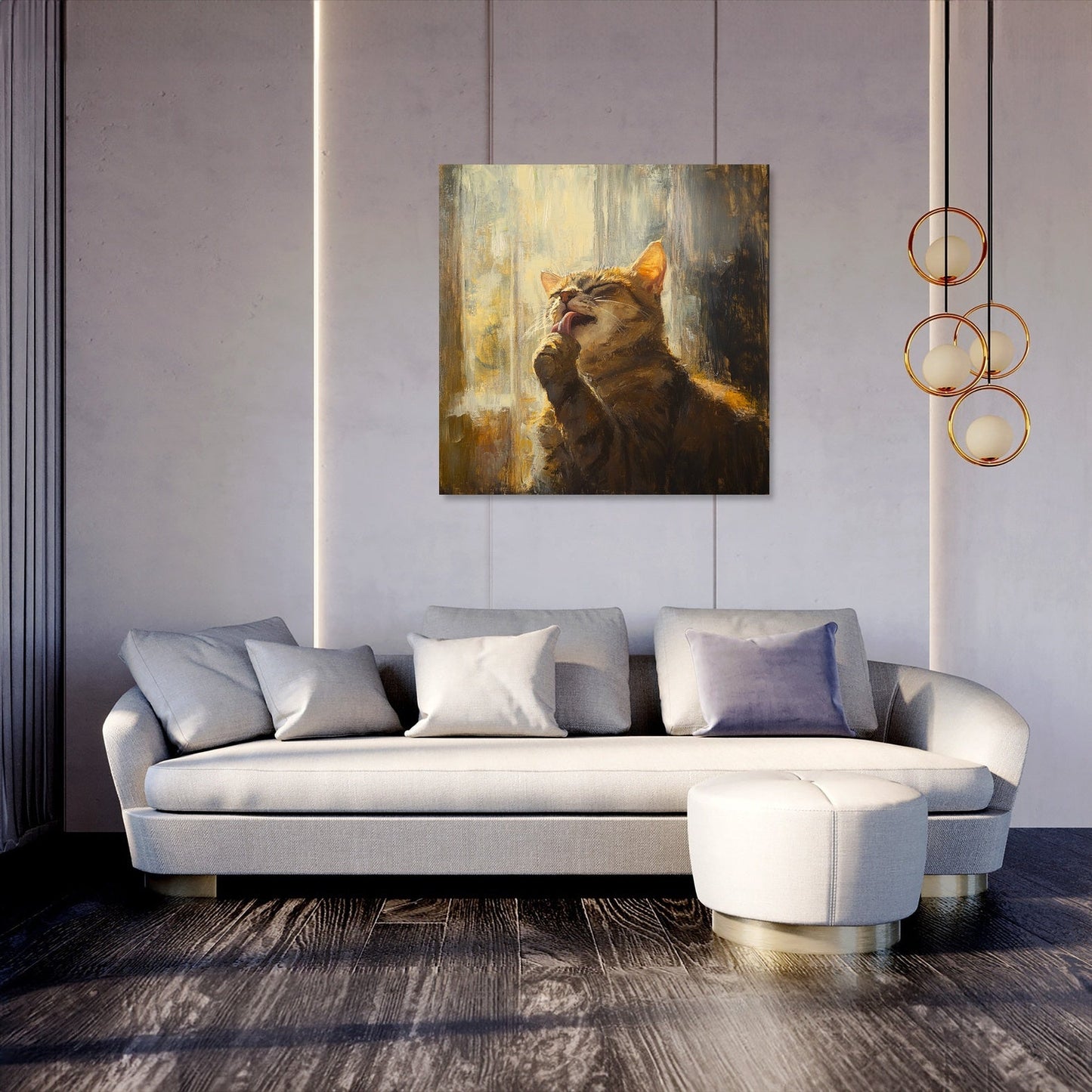 Paw-licking Cat Canvas