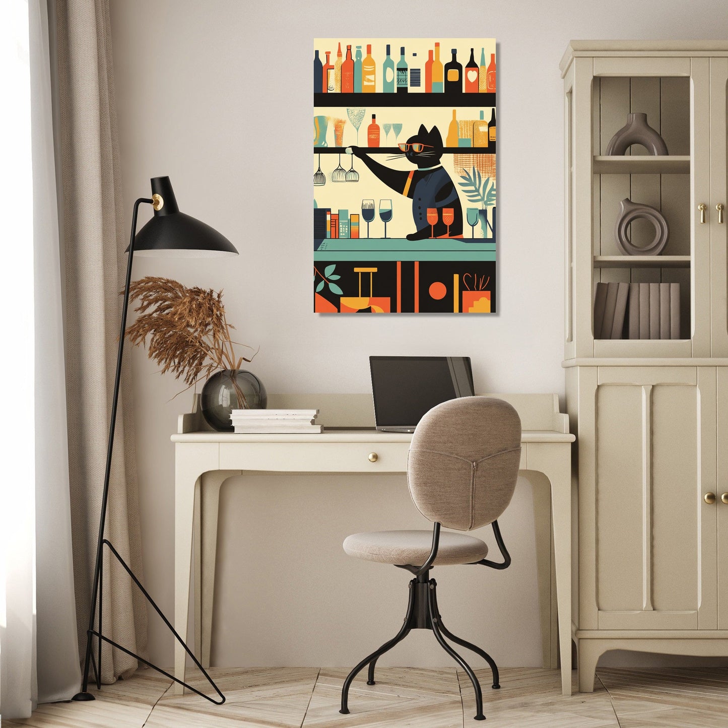 Cat Bartender's Whiskered Canvas