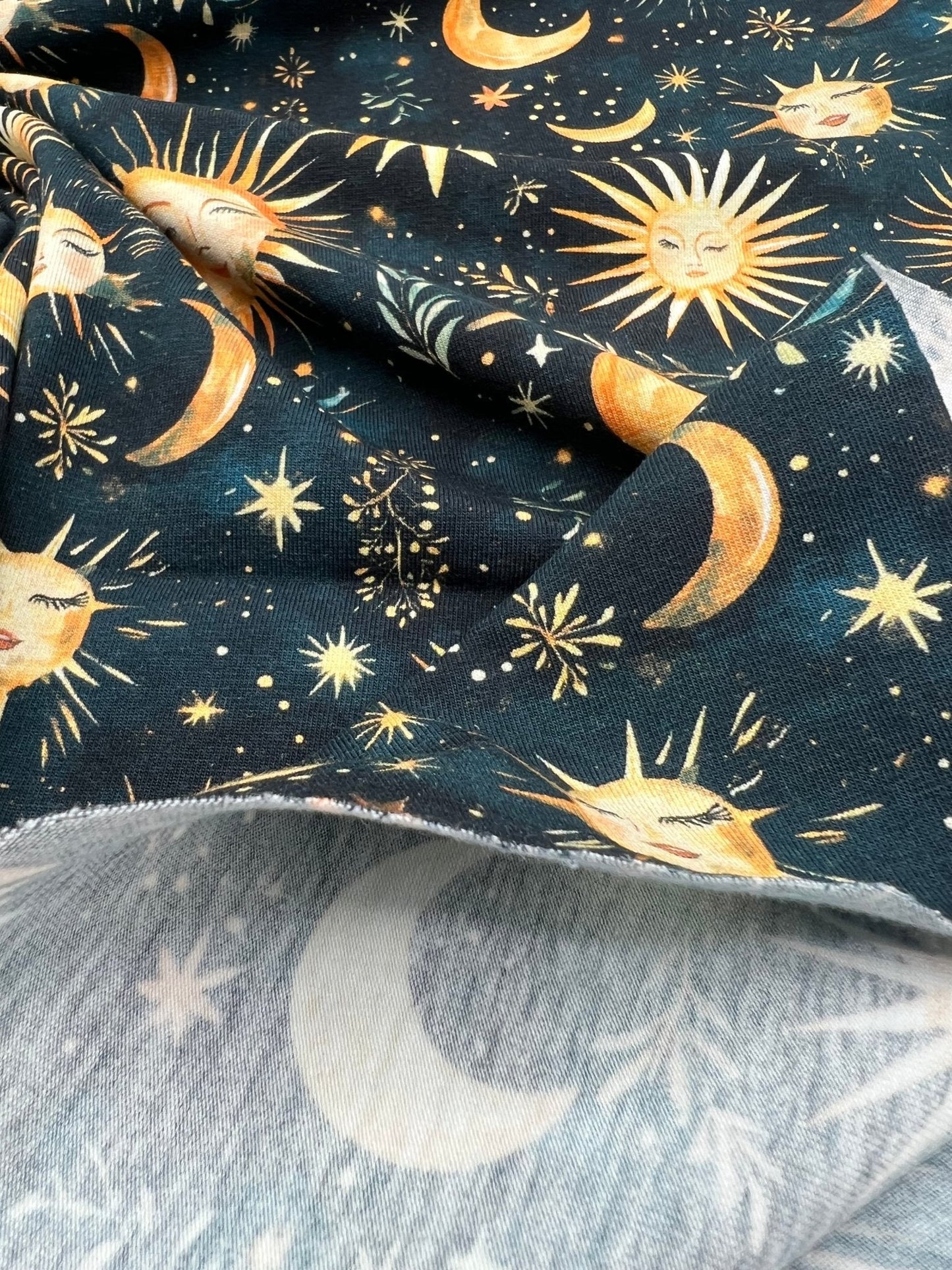Celestial Print Cotton Stretch Jersey 200 GSM 95/5 Lycra 4 Way Stretch