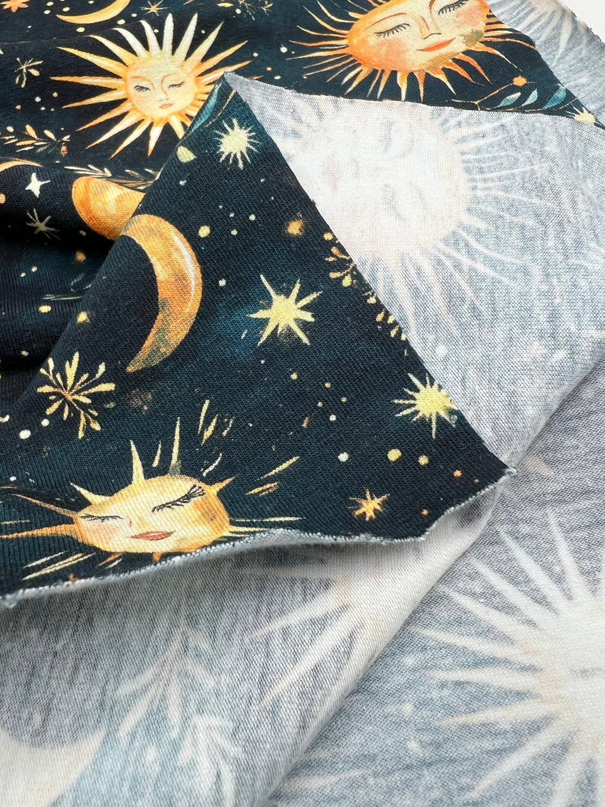 Celestial Print Cotton Stretch Jersey 200 GSM 95/5 Lycra 4 Way Stretch