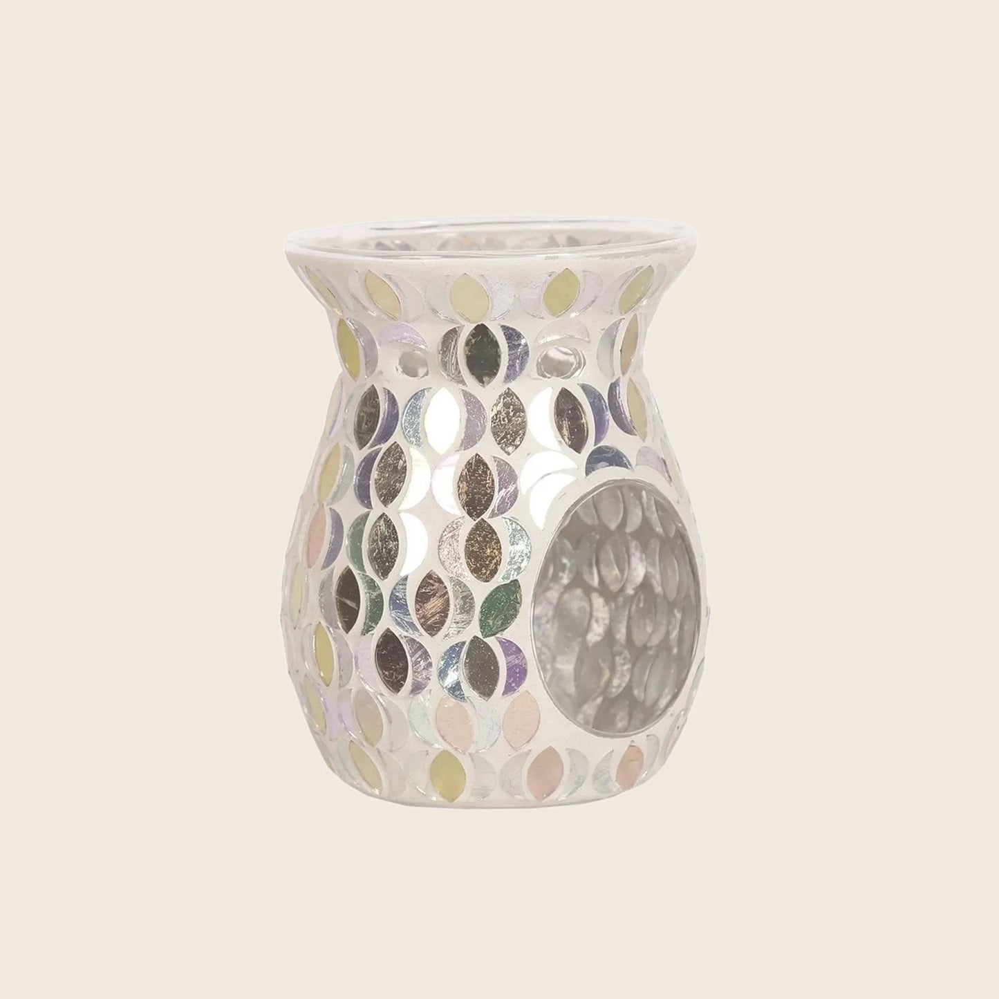 Ceramic Wax Burner - Mosaic Mirror Cream