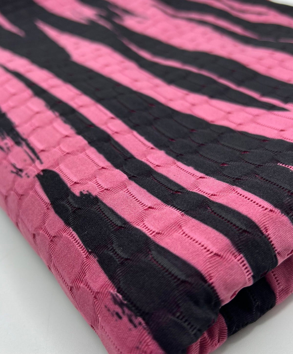 Cerise Black Print 2 Way Yoga Gym Sports Stretch Fabric