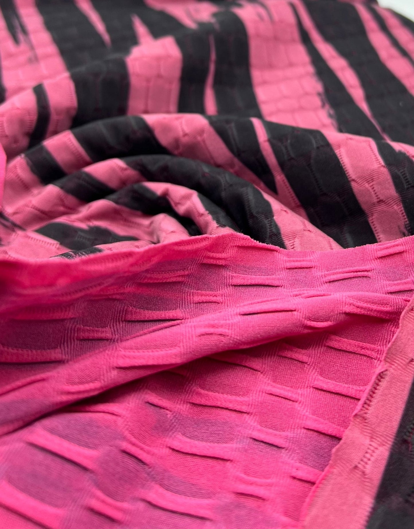 Cerise Black Print 2 Way Yoga Gym Sports Stretch Fabric