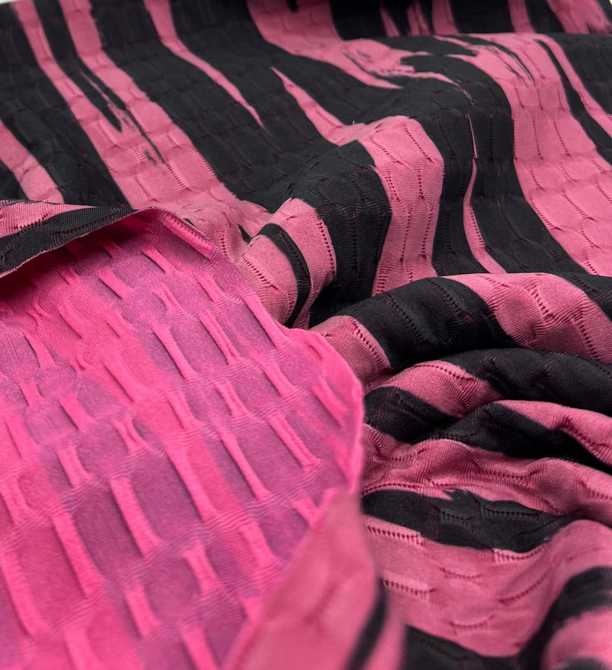 Cerise Black Print 2 Way Yoga Gym Sports Stretch Fabric