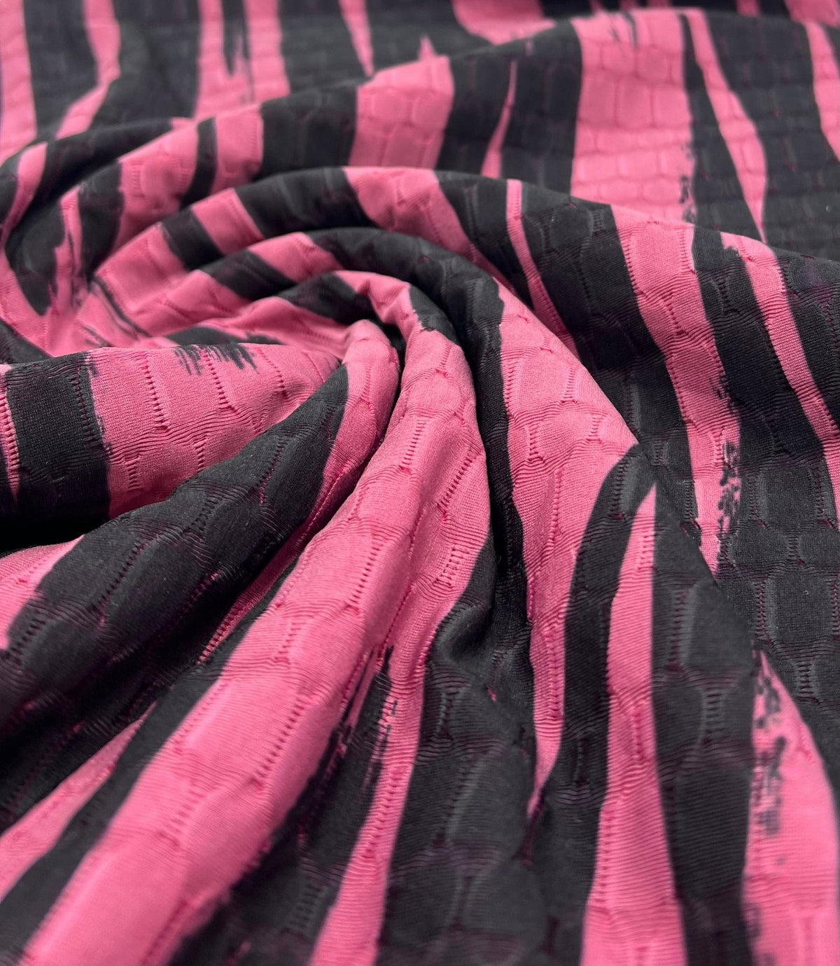 Cerise Black Print 2 Way Yoga Gym Sports Stretch Fabric
