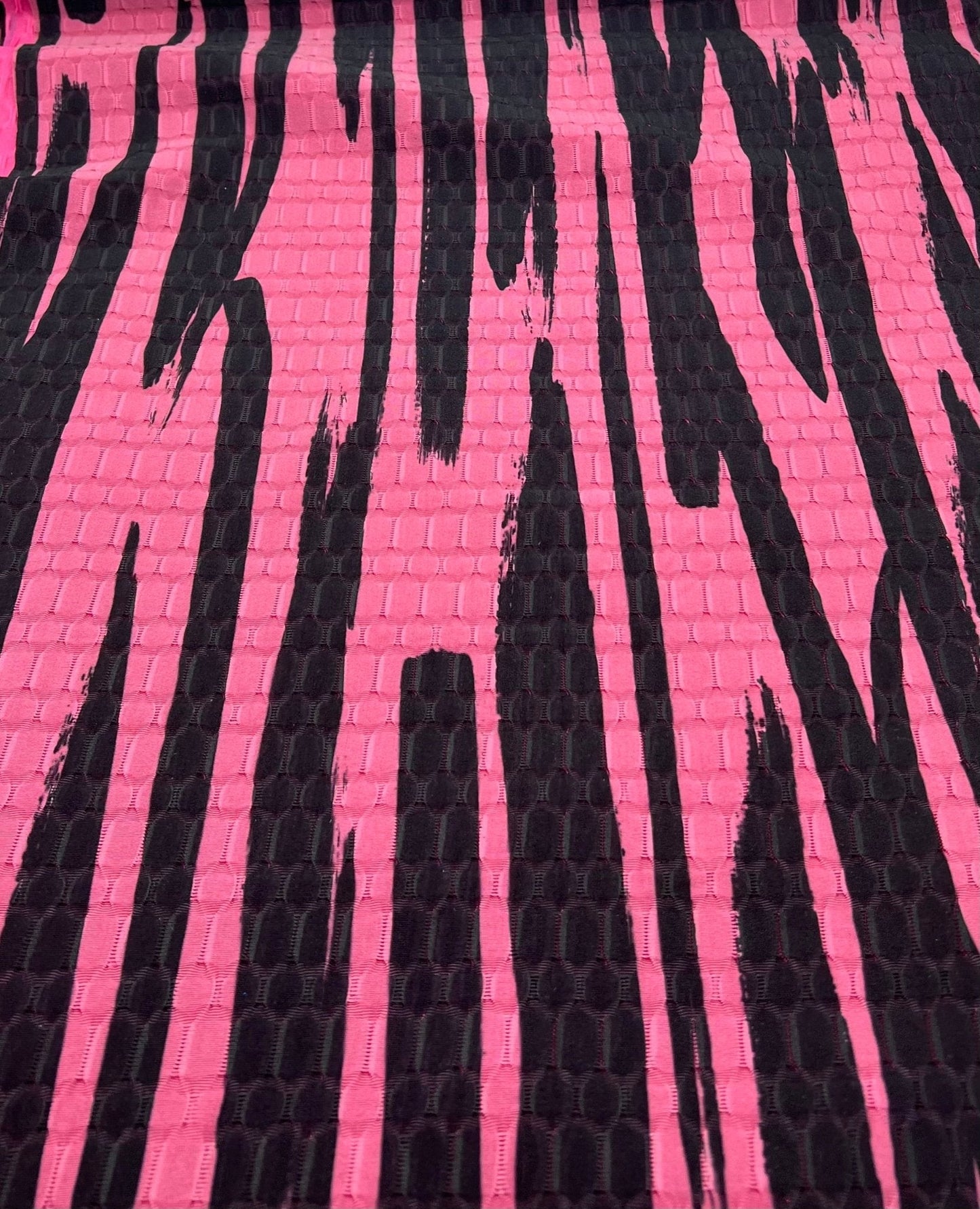 Cerise Black Print 2 Way Yoga Gym Sports Stretch Fabric
