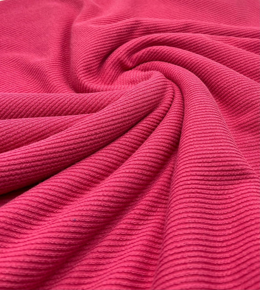 Cerise Hot Pink Crinkle Rib Stretch Fabric