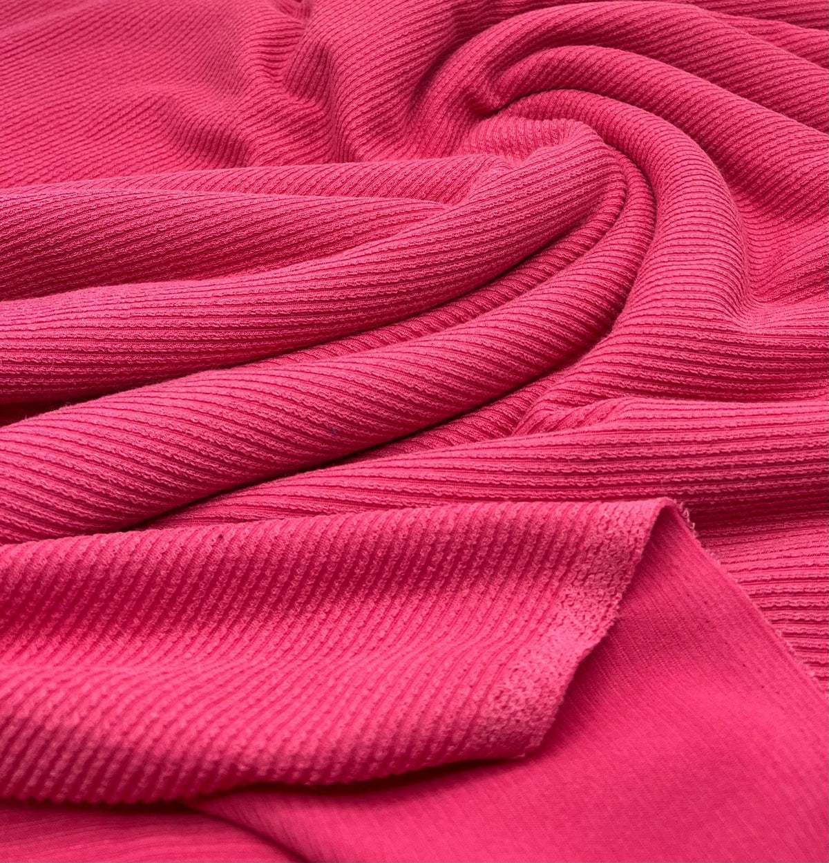Cerise Hot Pink Crinkle Rib Stretch Fabric
