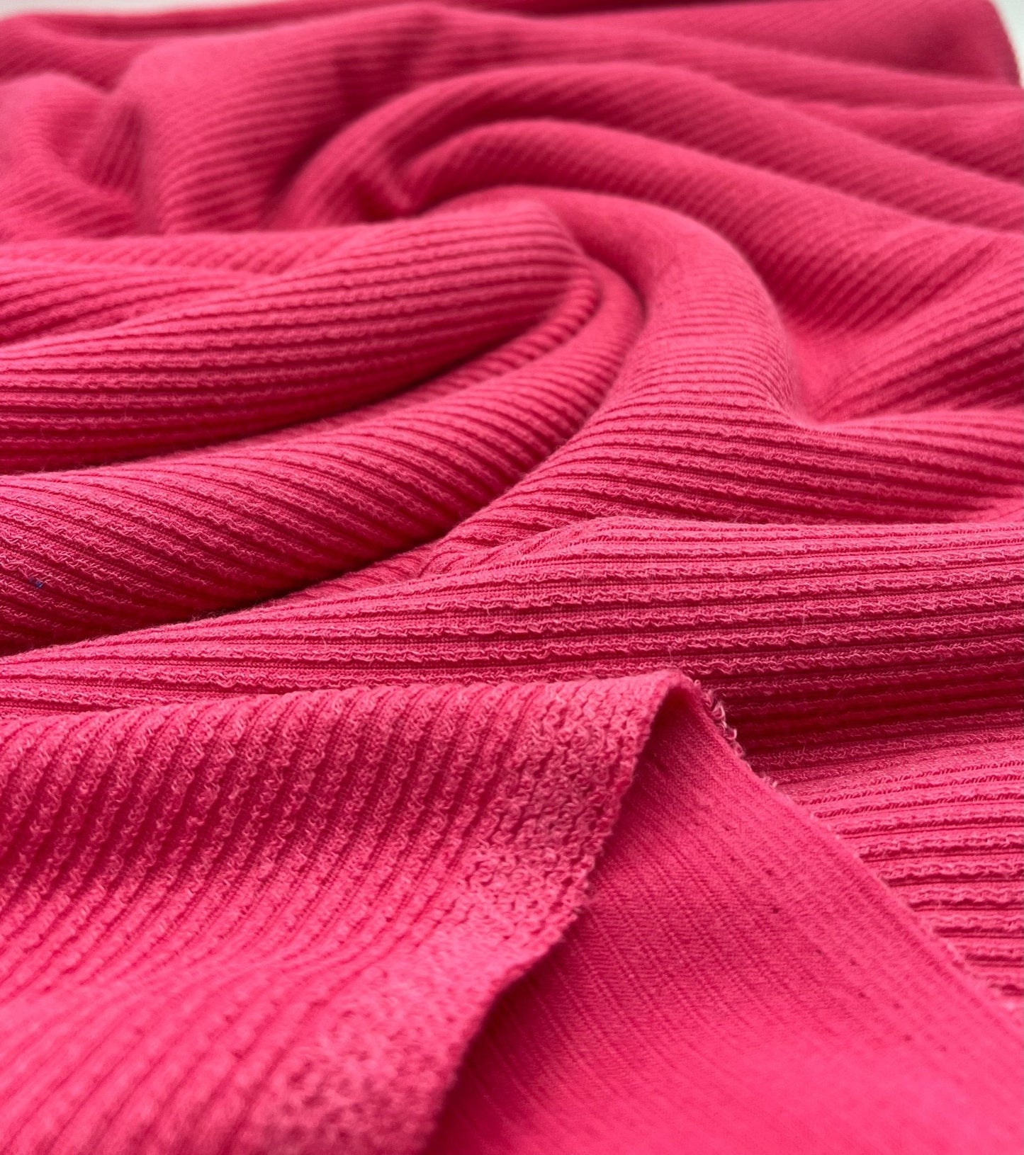Cerise Hot Pink Crinkle Rib Stretch Fabric