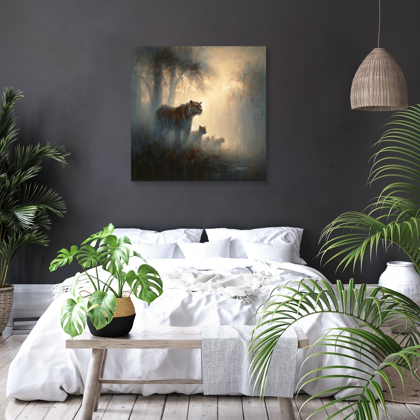Tigers Family in the Mist Canvas