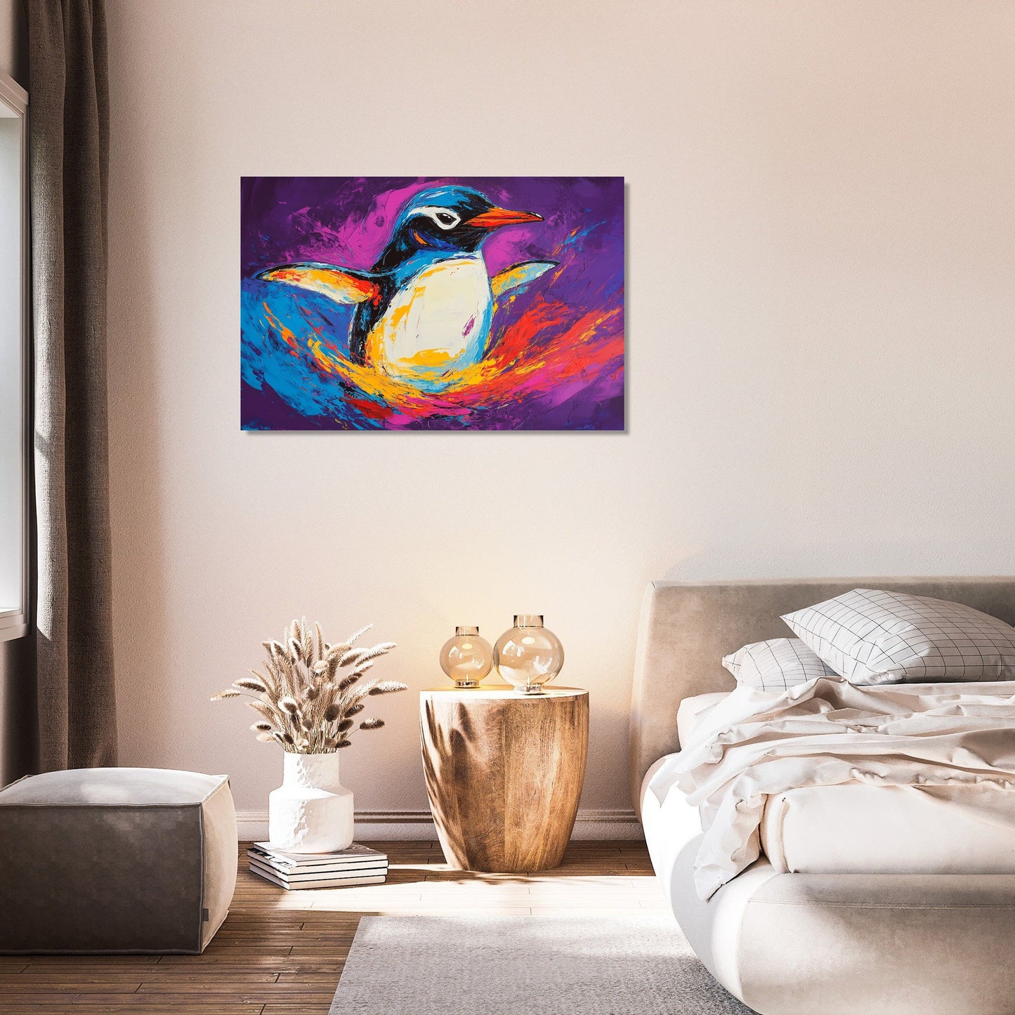 Penguin in Purple Canvas