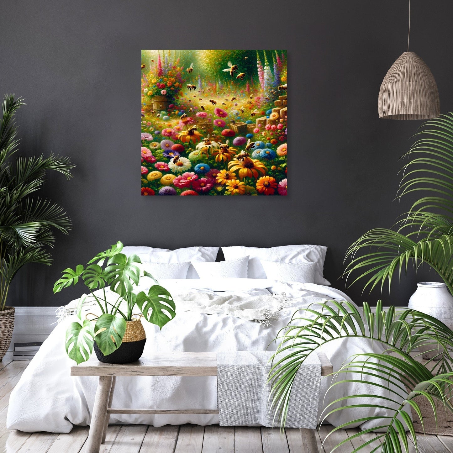 Bustling Garden Life Canvas