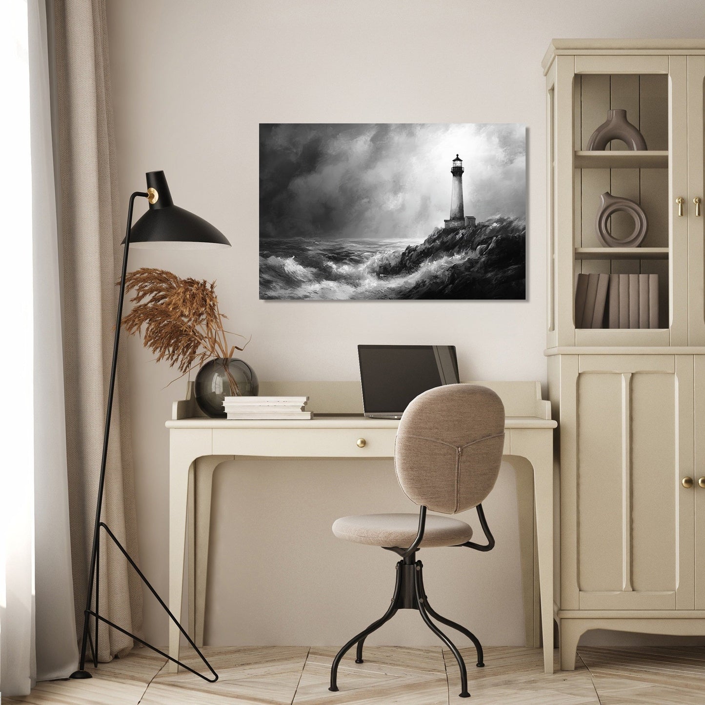Monochrome Beacon Coast Canvas