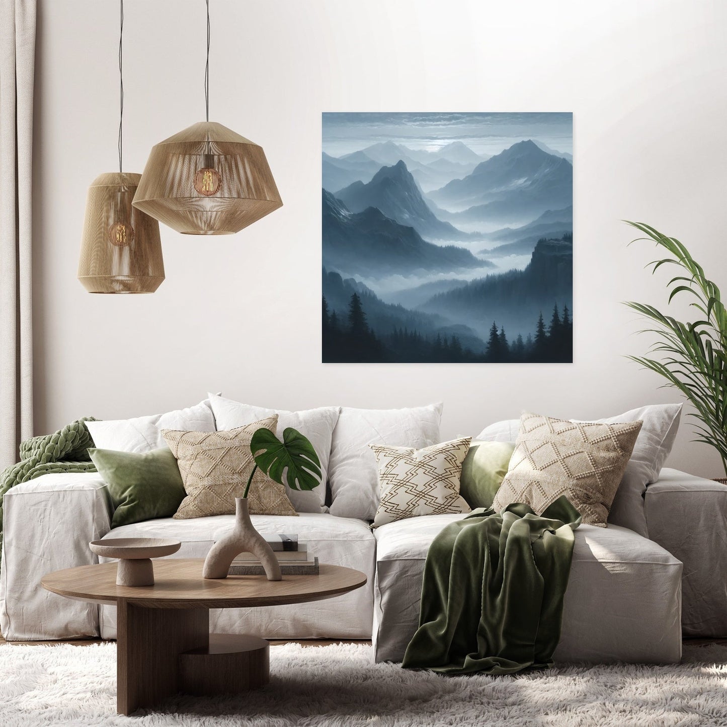 Dawn Mist Mountains Canvas