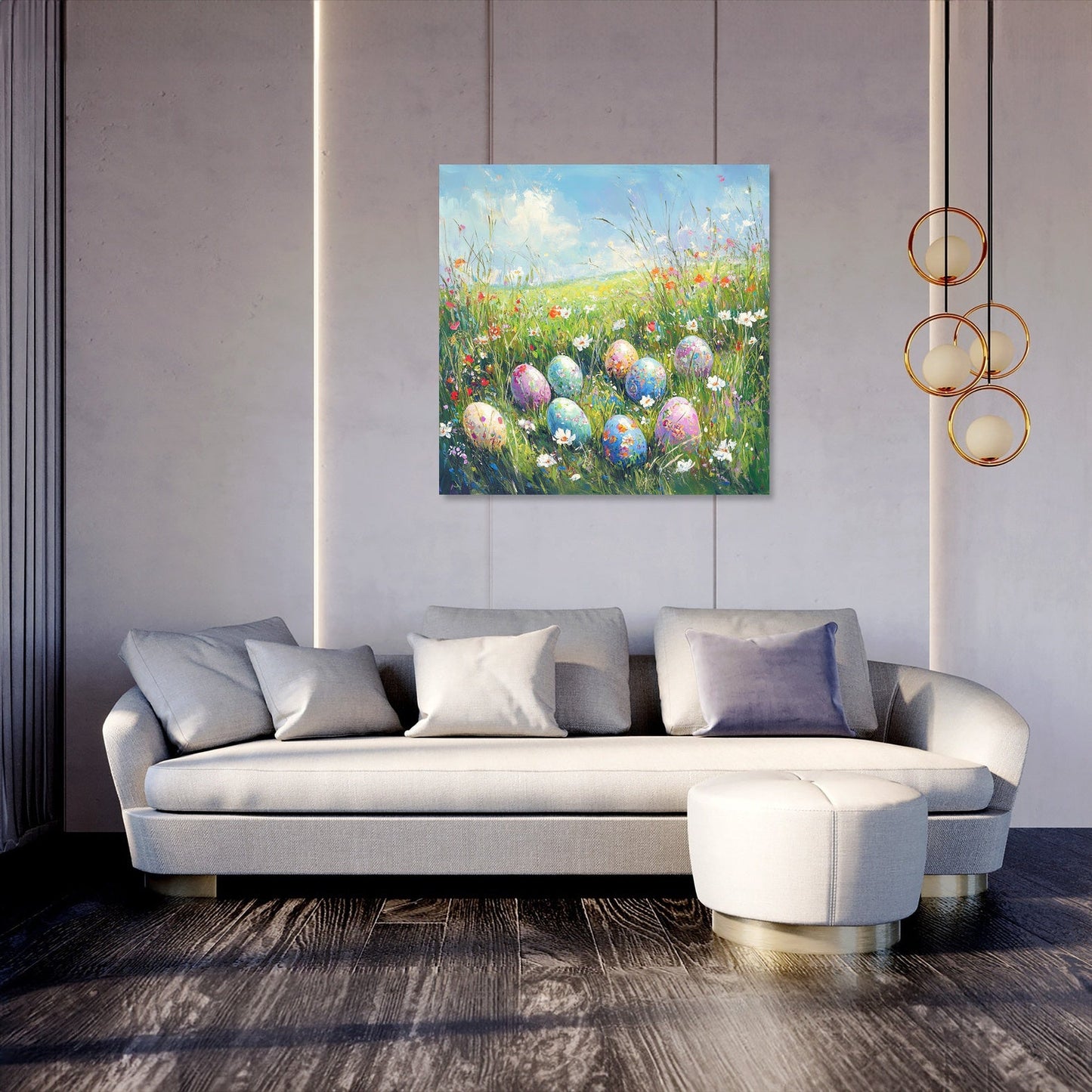 Painted Eggs Meadow Canvas
