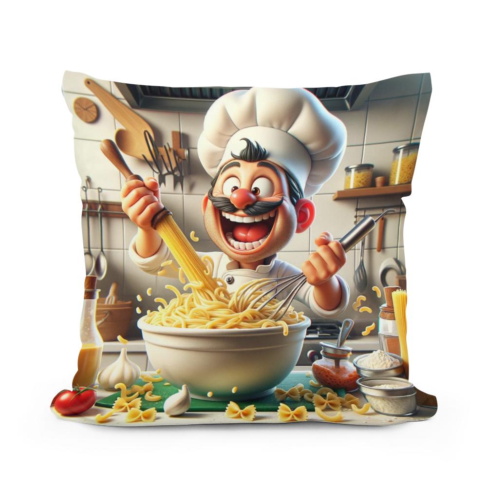 Pasta Frenzy Chef Cotton Cushion