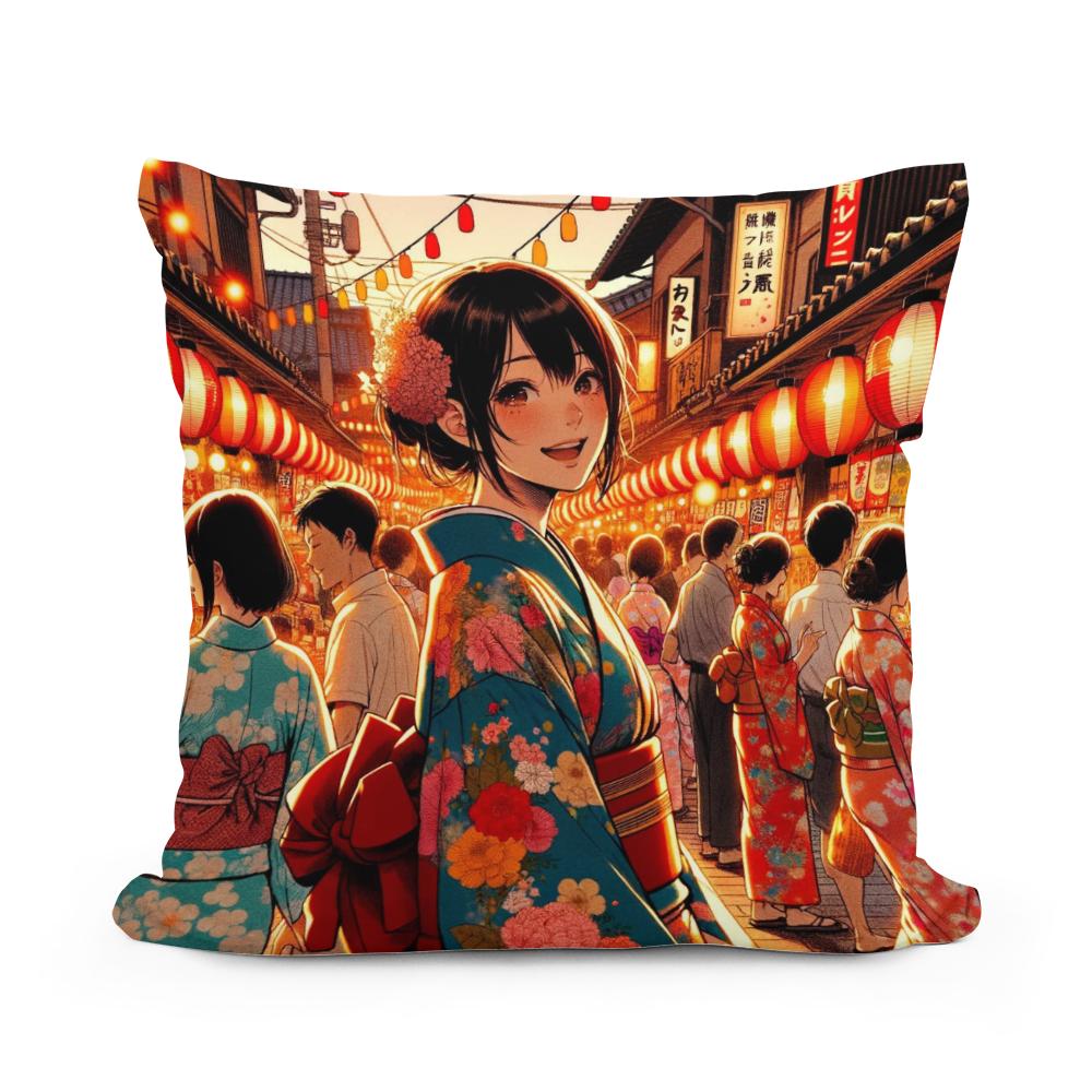 Festive Yukata Joy Cotton Cushion