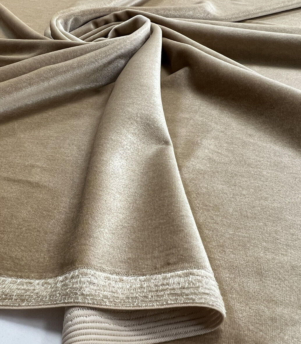 Champagne Plain Velour Spandex Stretch Fabric