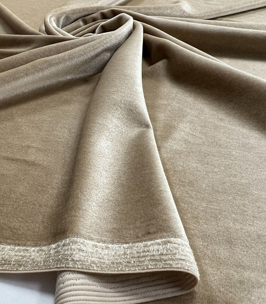 Champagne Plain Velour Spandex Stretch Fabric