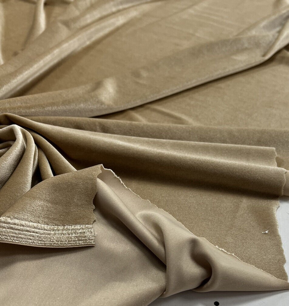 Champagne Plain Velour Spandex Stretch Fabric