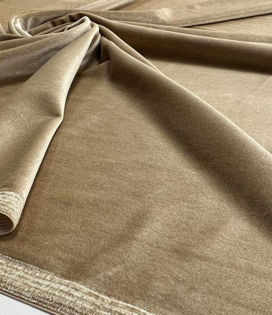 Champagne Plain Velour Spandex Stretch Fabric