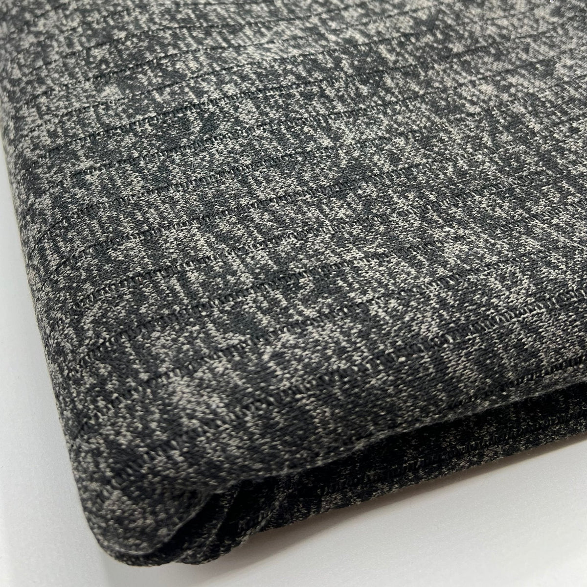 Charcoal Black Mix Wide Cosy Rib Stretch Fabric