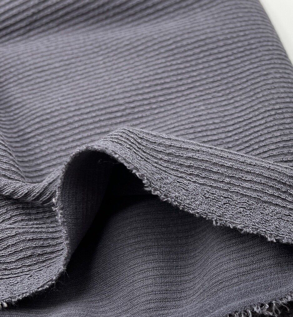 Charcoal Grey Crinkle Rib Stretch Fabric
