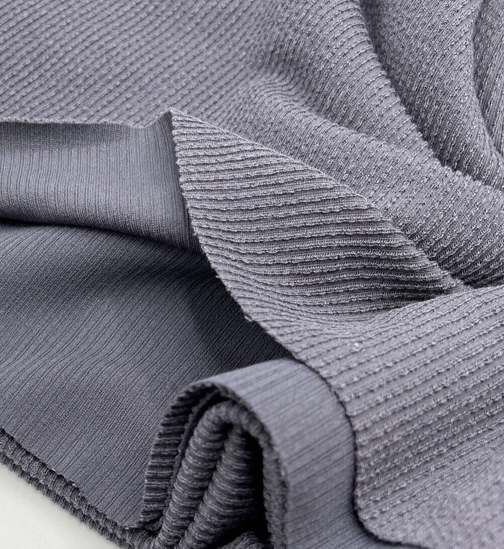 Charcoal Grey Crinkle Rib Stretch Fabric