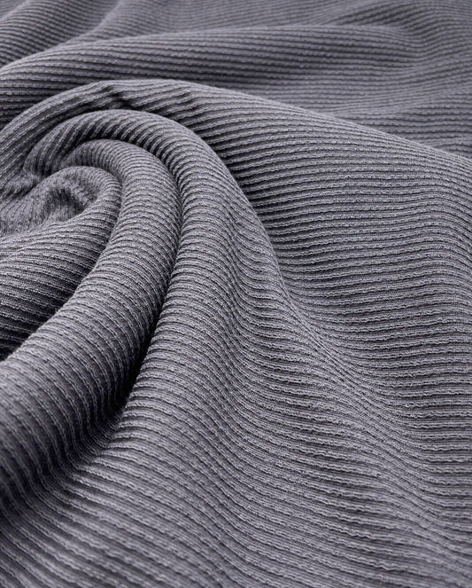 Charcoal Grey Crinkle Rib Stretch Fabric