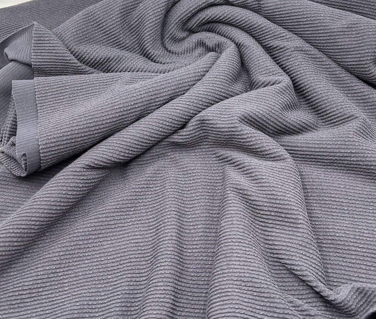 Charcoal Grey Crinkle Rib Stretch Fabric