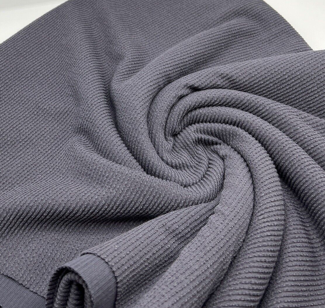 Charcoal Grey Crinkle Rib Stretch Fabric