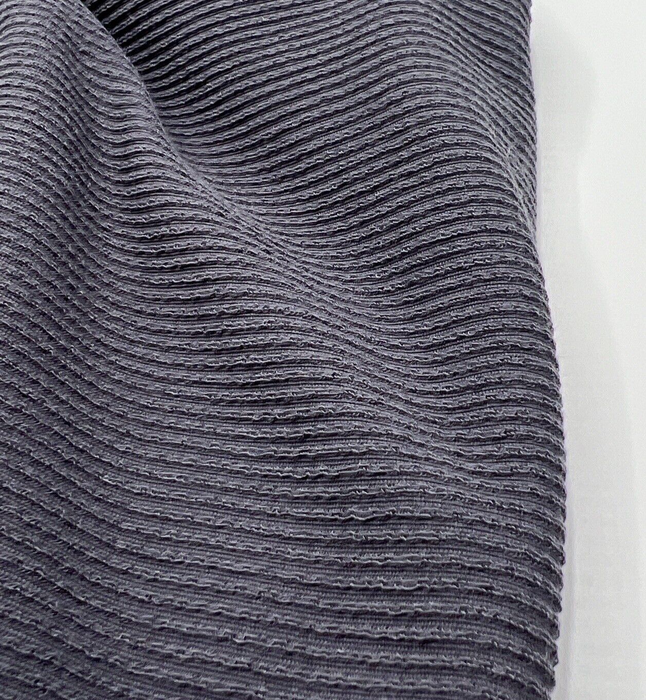 Charcoal Grey Crinkle Rib Stretch Fabric