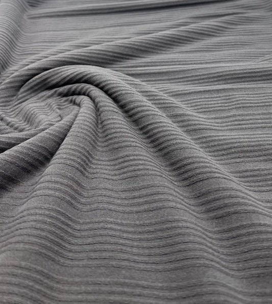 Charcoal Grey Stripe Rib Stretch Fabric