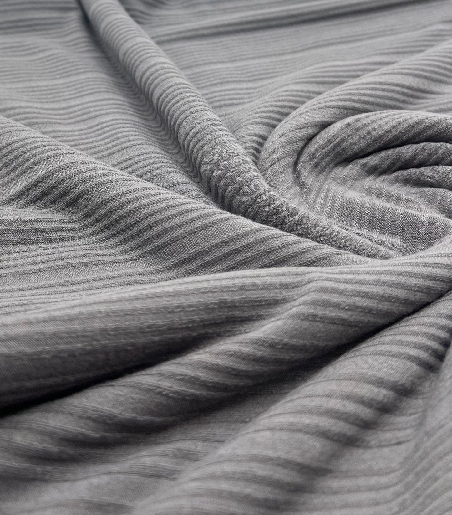 Charcoal Grey Stripe Rib Stretch Fabric
