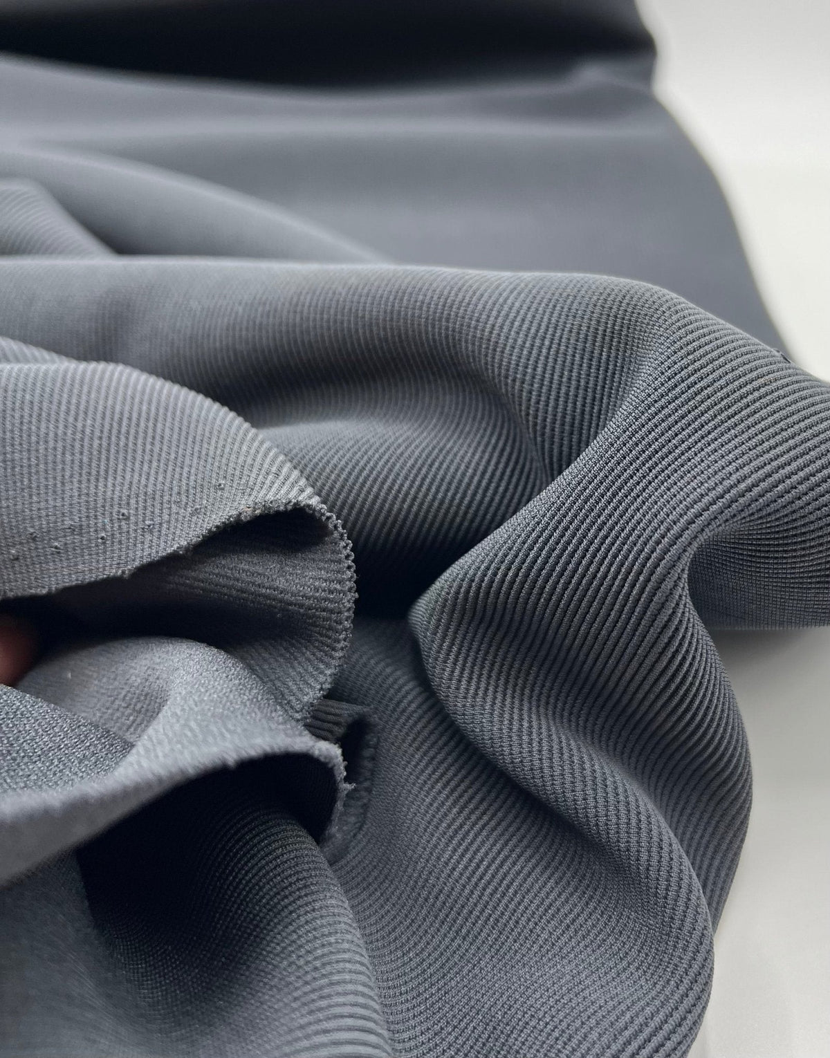 Charcoal Grey Fine Rib Stretch Fabric