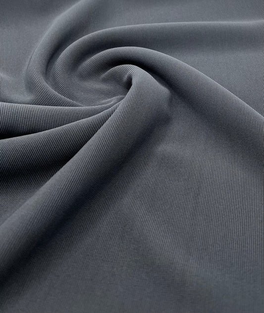 Charcoal Grey Fine Rib Stretch Fabric