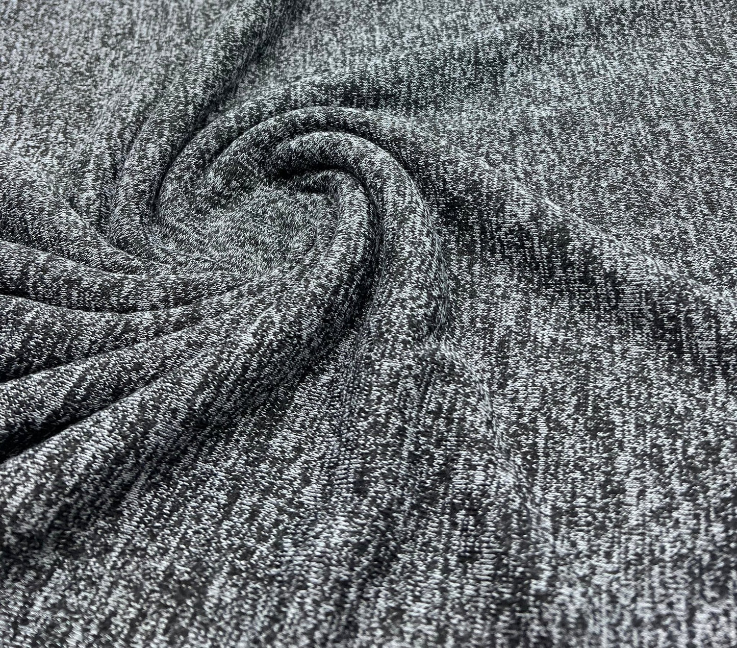 Charcoal Melange Knit Stretch Fabric