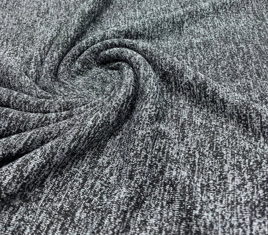 Charcoal Melange Knit Stretch Fabric