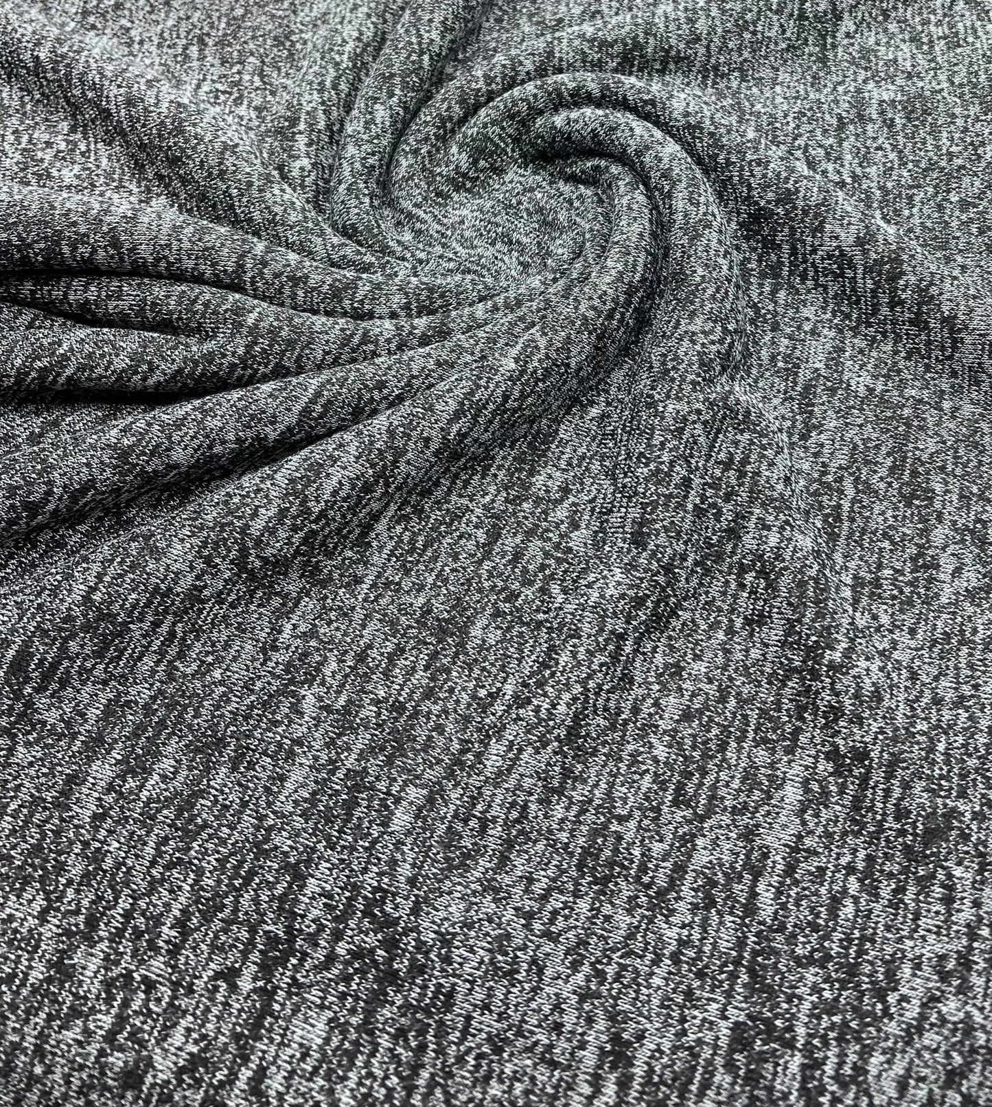 Charcoal Melange Knit Stretch Fabric