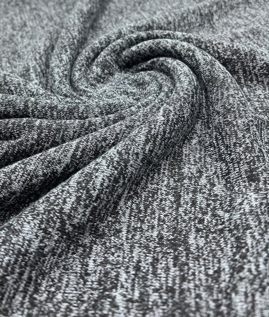 Charcoal Melange Knit Stretch Fabric