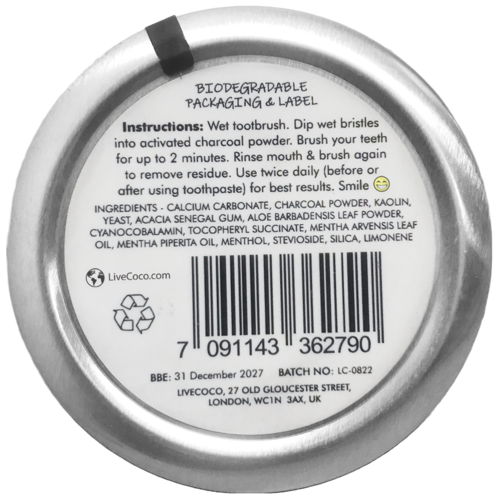 LiveCoco Teeth Cleaning Powder (Vitamins & Aloe Vera Infused)