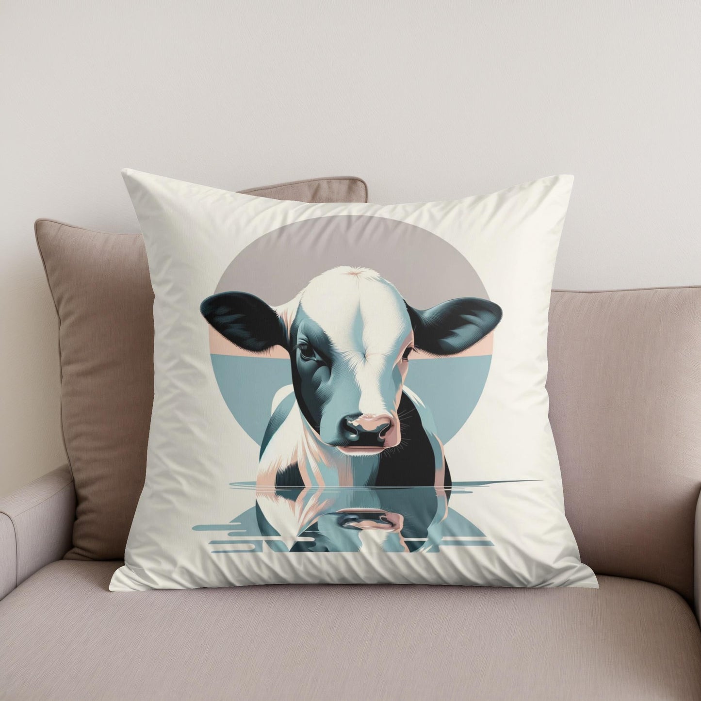 Pastel Modernist Cow Cotton Cushion
