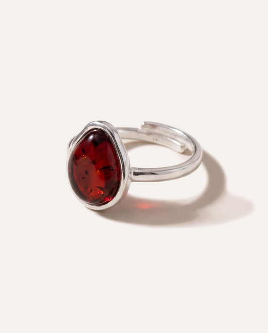 Cherry Amber ELEMENT Solitaire Adjustable Ring