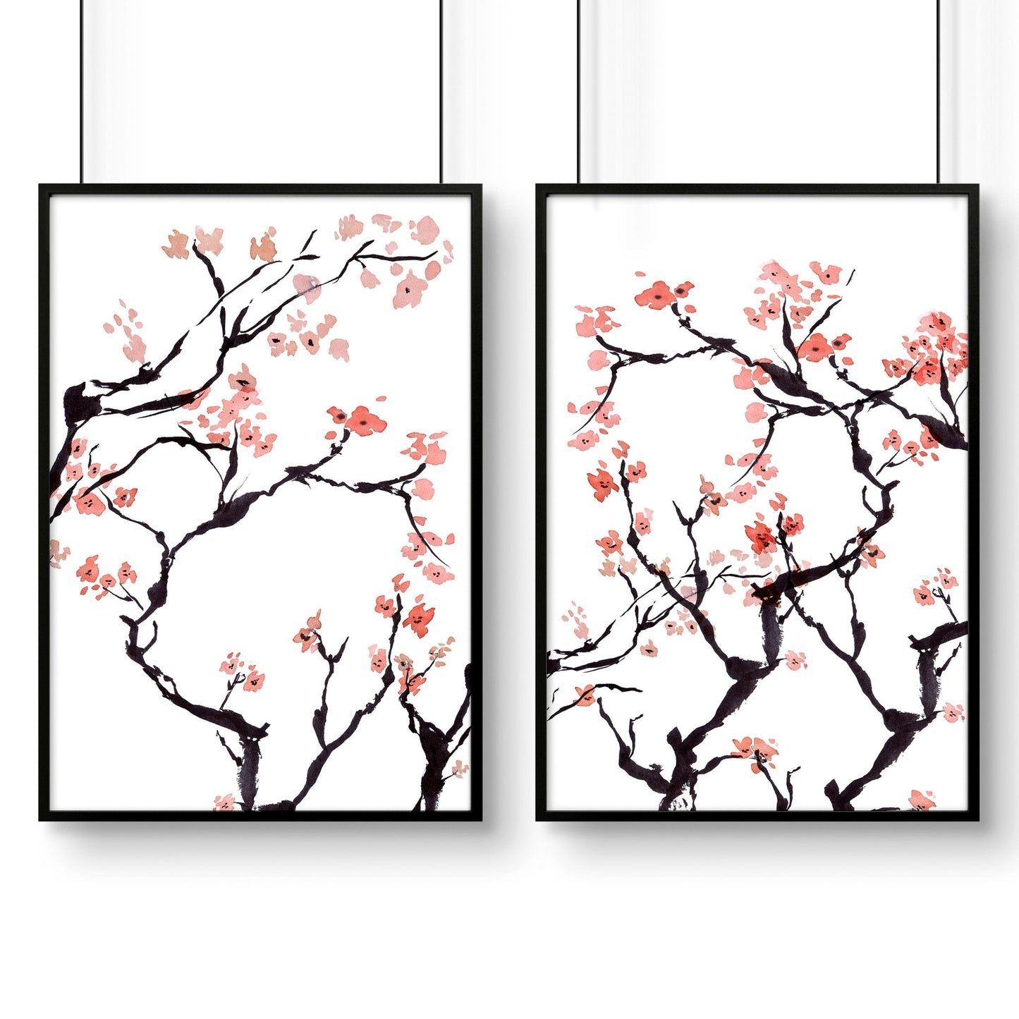 Cherry blossoms wall art | Set of 2 wall art prints